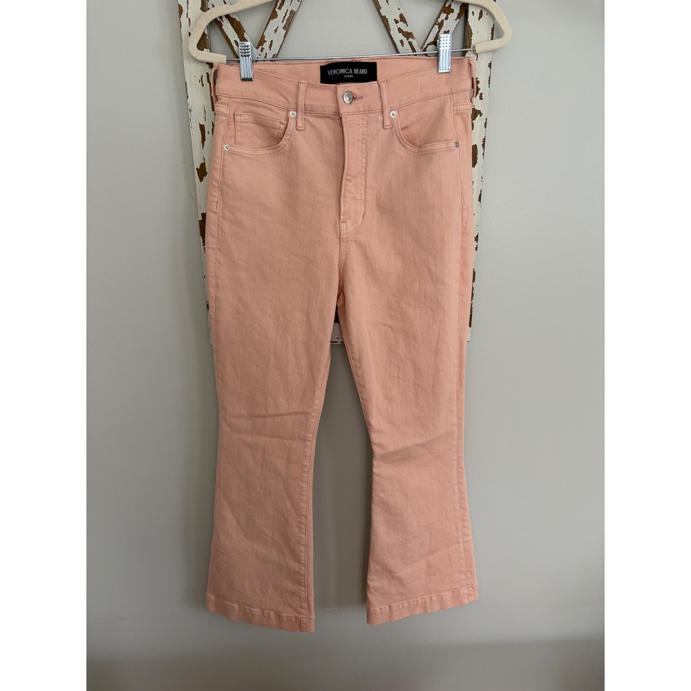 Veronica Beard Carson‎ High Rise Ankle Flare Jeans Stoned Pink Shell Size 29